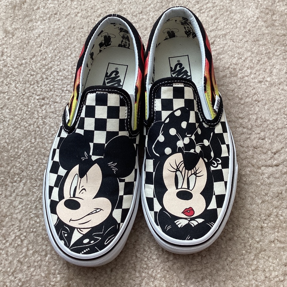 Vans Mickey and Minnie Mouse fire checked. Women’s size 8